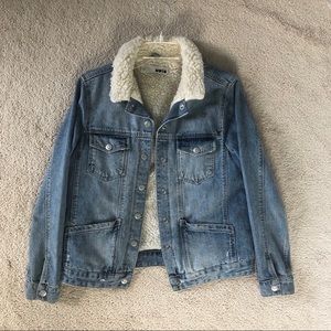 Topshop Moto Sherpa Denim Jacket